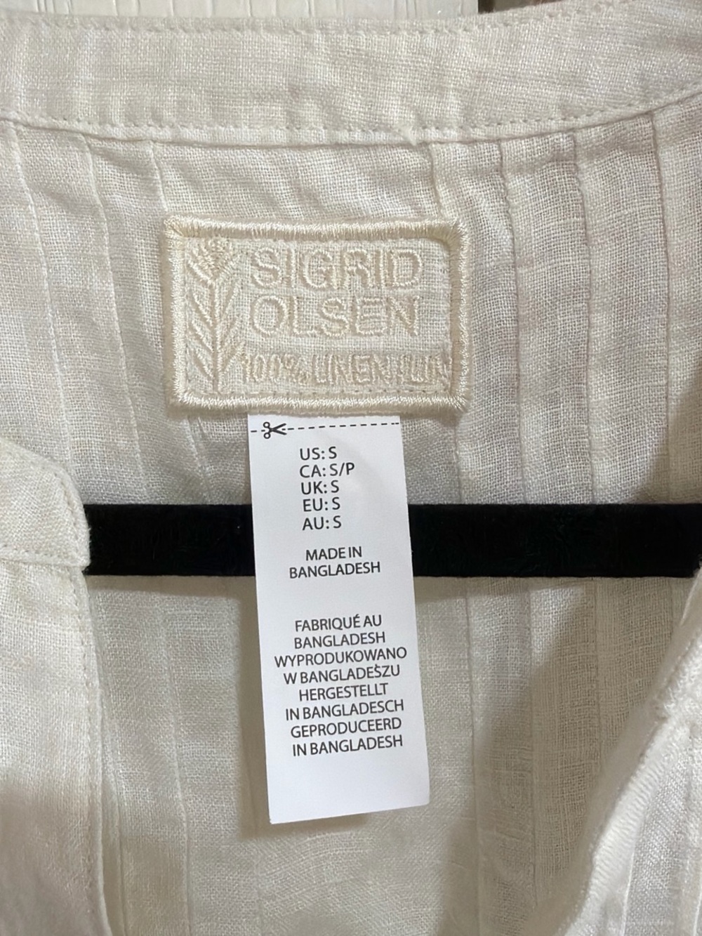 Sigrid Olsen Cream Linen Pintuck Top - Picture 3 of 4